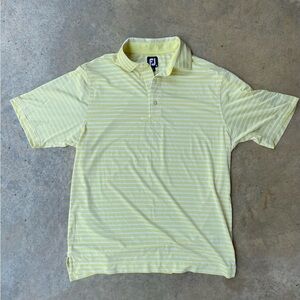 FootJoy Prodry Lisle mens golf polo size M yellow white striped short sleeve